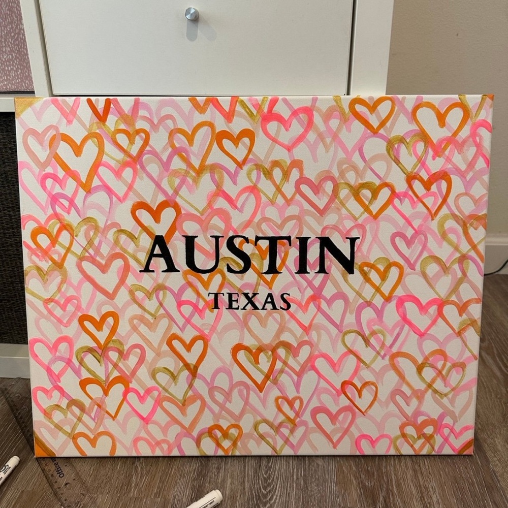 City preppy heart canvas painting